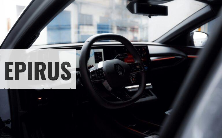a car with a steering wheel