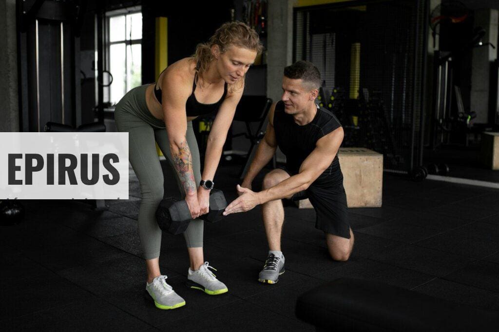 a man and woman exercising